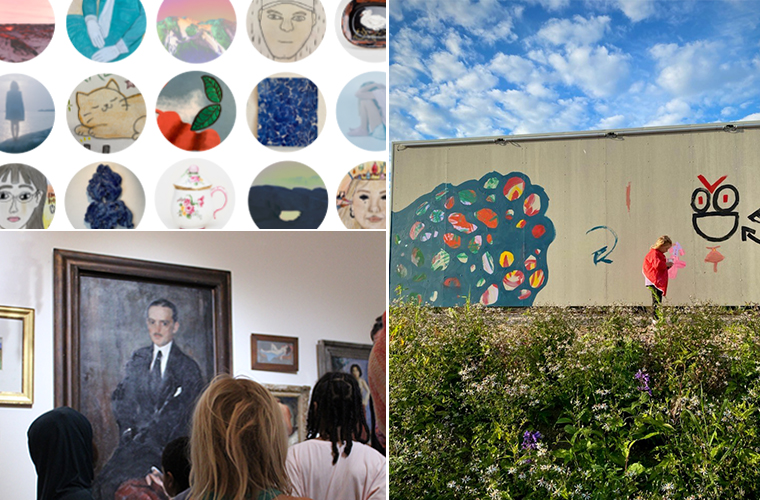 Bildmontage på aktuella aktiviteter på Härnösands Konsthall