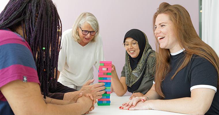 En flygbild över centrala Härnösand.