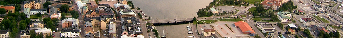 Flygbild över centrala Härnösand.